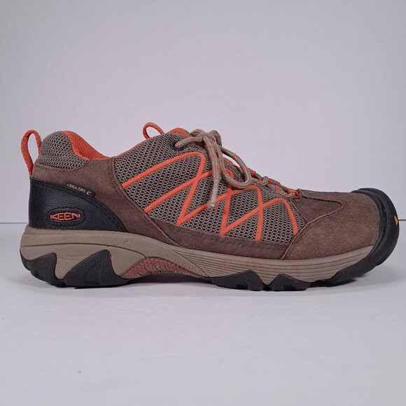 Keen Hiking Shoes Women 9.5 Leather Brown Orange Outdoor 1009557 Low Top - Picture 2 of 16